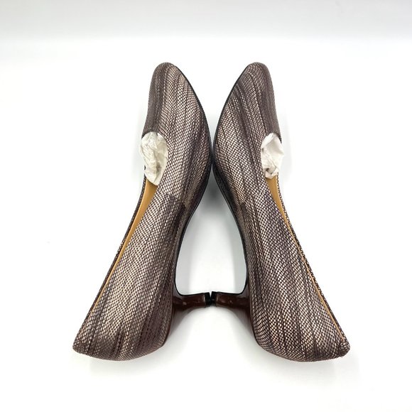 Trotters Womens Size 6 Brown Beige Textile Low Kitten Comfort Heels Pumps Shoes - Picture 8 of 14